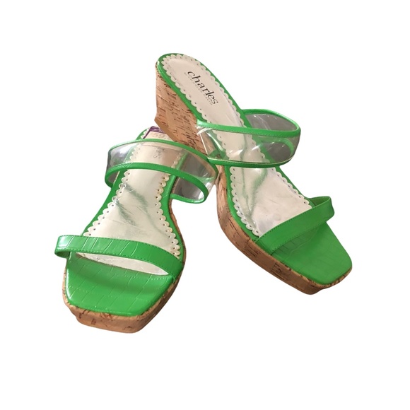 Charles by Charles David Green Cork Wedges 7 - 7.5 - Picture 2 of 11